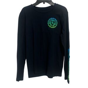 Abercrombie Kids Navy Long Sleeve Tee with Teal and Lime Accents